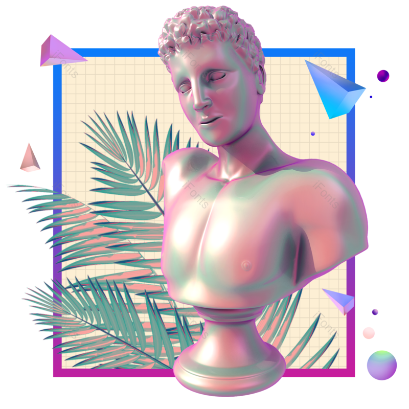 创意装饰图片,棕榈树叶元素,几何形PNG,头像免抠素材